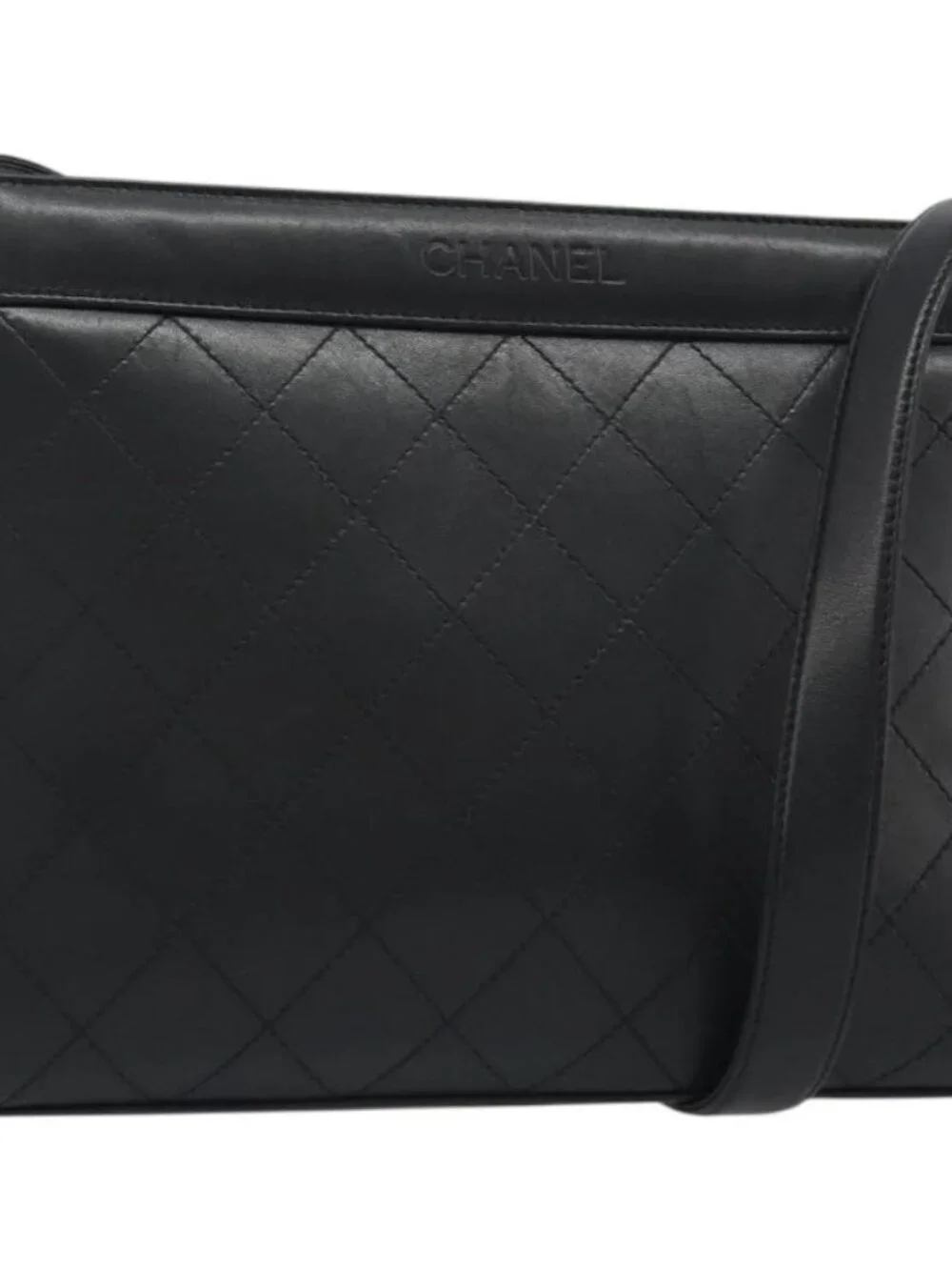 CHANEL Matelasse Shoulder Bag Leather Black Gold CC Auth mr2606V